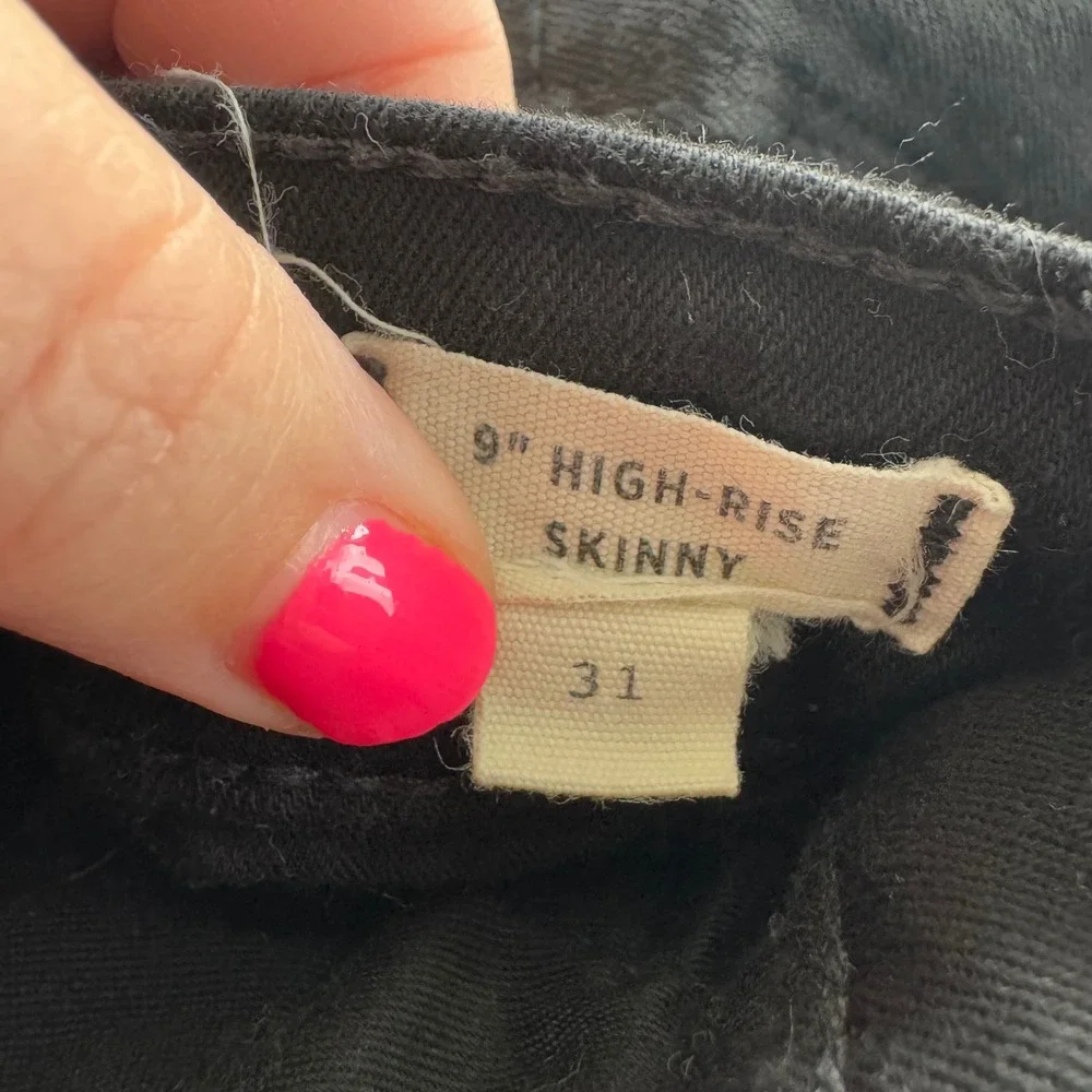 Madewell 9 High Rise Skinny‎ Jeans Black Wash causal Ankle Office Size 31